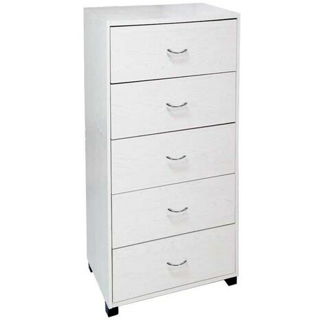Commode chambre como' avec 5 tiroirs blanc cm 50 x 40 x 101 h
