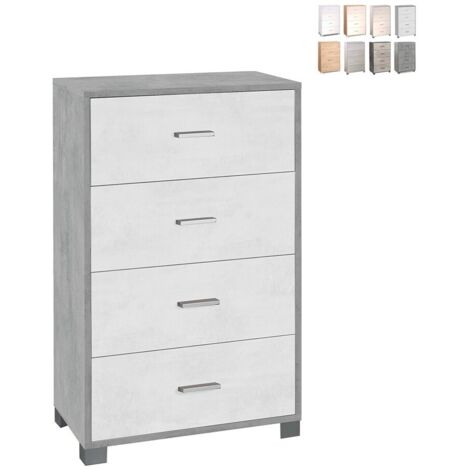 Commode chambre quatre tiroirs Ciment Blanc 70x41x h112 cm