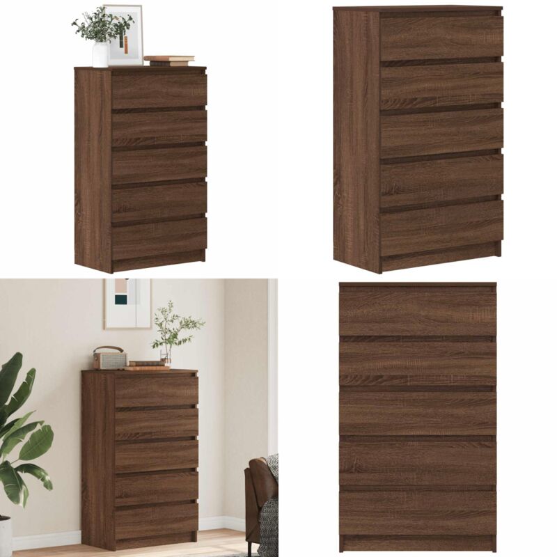 Commode Chêne marron 60x36x103 cm Bois d'ingénierie - Meuble De Rangement - Buffet - Commodes - Meuble Chambre - Tiroir - Home & Living