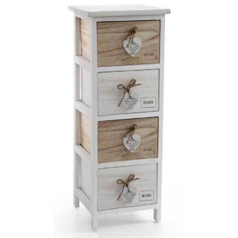 Commode Cœur Suspendu 4 Tiroirs En Bois Bicolore Home 80x26x32cm 793387