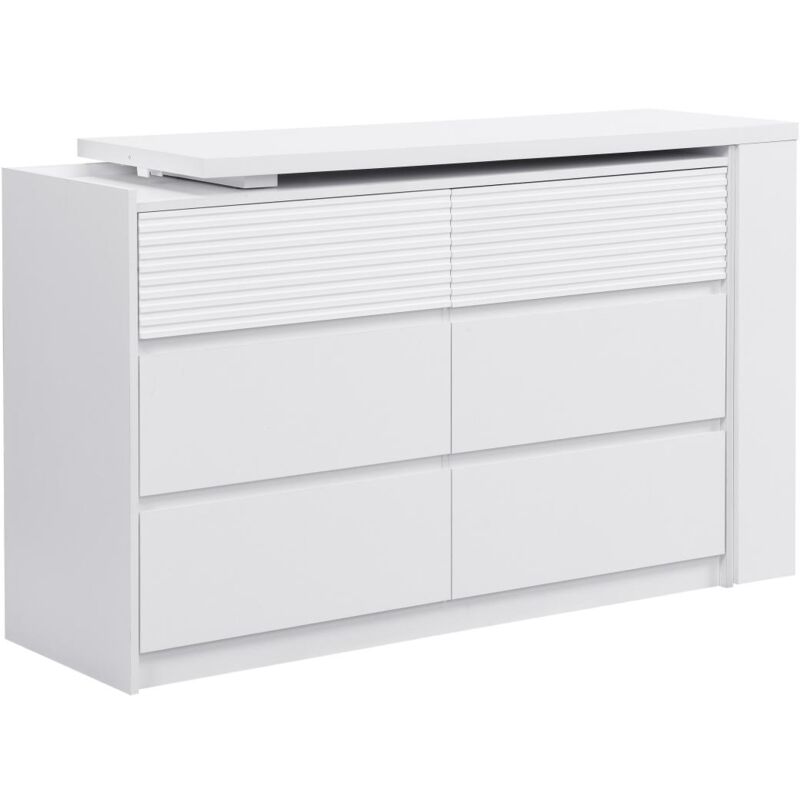 Vente-unique - Commode coiffeuse 6 tiroirs et 3 niches - Blanc - bopania