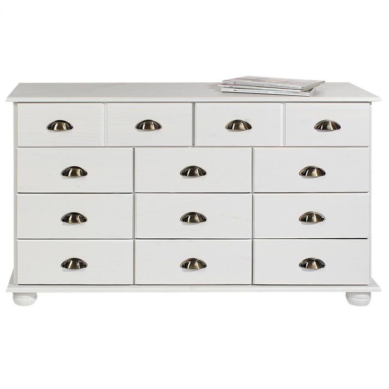 Idimex - Commode chambre colmar l 117 cm 11 tiroirs en bois - Blanc