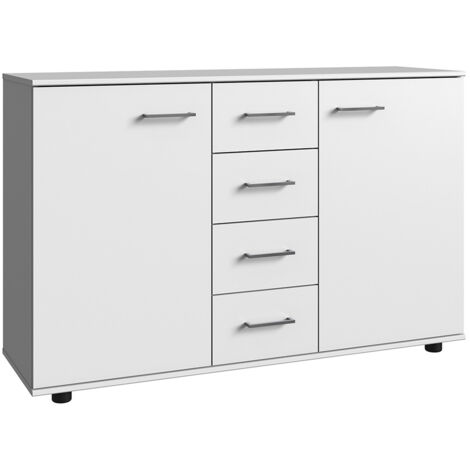 Commode combinée, meuble de rangement coloris Blanc - Longueur 130 x Hauteur 83 x Profondeur 41 cm
