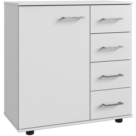 Commode combinée, meuble de rangement coloris Blanc - Longueur 81 x Hauteur 83 x Profondeur 41cm