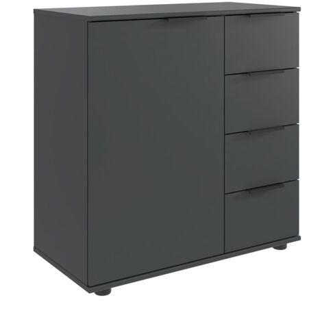 Commode combinée, meuble de rangement coloris graphite, noir - Longueur 81 x Hauteur 83 x Profondeur 41 cm