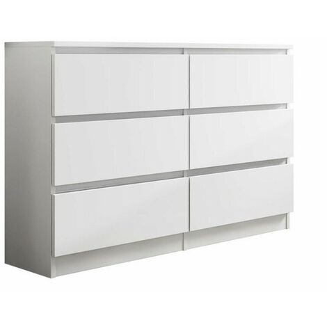Commode Comfivo 186, Blanc, Avec tiroirs, Nombre de tiroirs: 6, 77x120x30cm