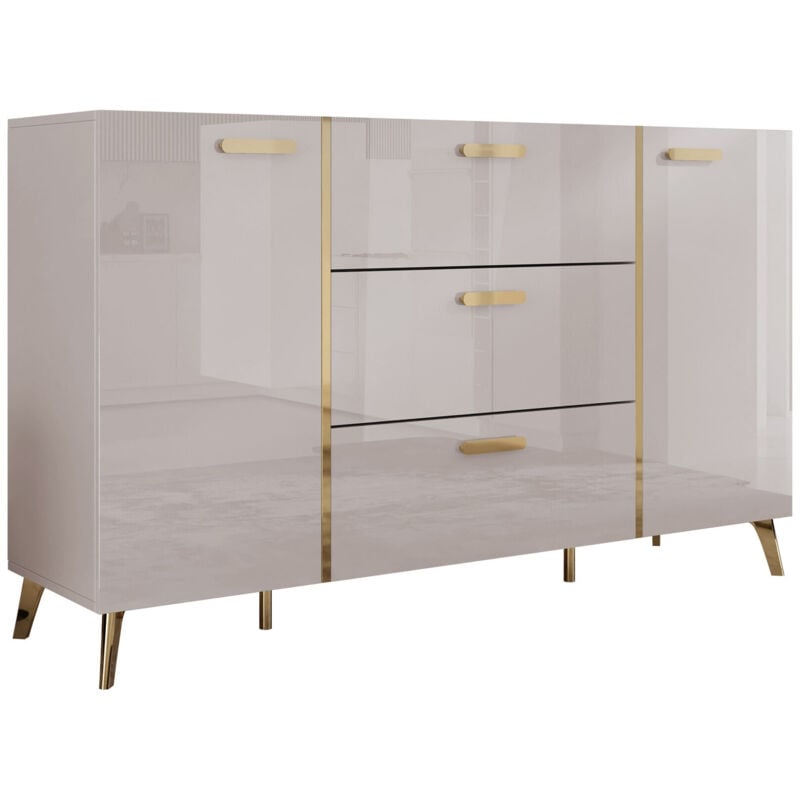 Commode Comfivo Teslomo 109, Cachemire + Cachemire Brillant, Avec tiroirs et portes, Nombre de tiroirs: 0, 92x154x38cm