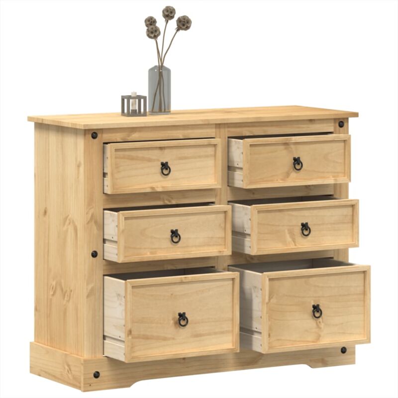 Commode Corona 110x43x91 cm bois massif de pin Vidaxl
