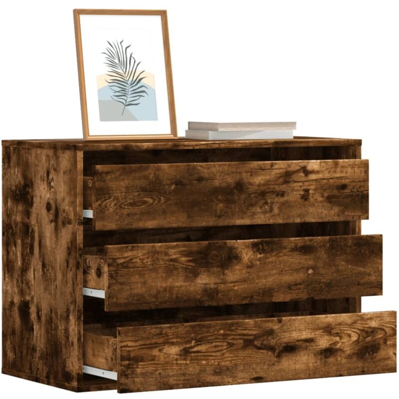 vidaXL Commode d'angle chêne fumé 80x41x58 cm bois d'ingénierie