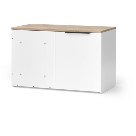 Commode d'angle Wido, Blanc/Sonoma, 80x50cm avec porte, Vicco