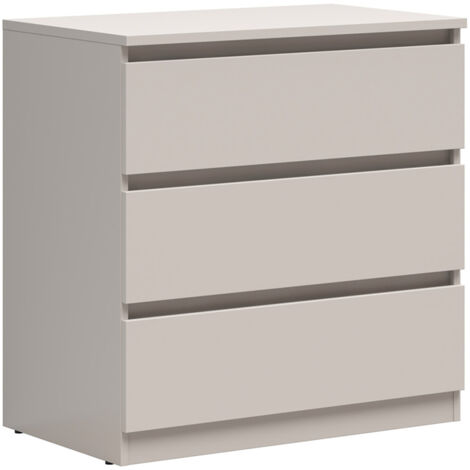 Commode de 3 tiroirs meuble de rangement coloris Beige - Longueur 75 x Profondeur 45 x Hauteur 75,5 cm
