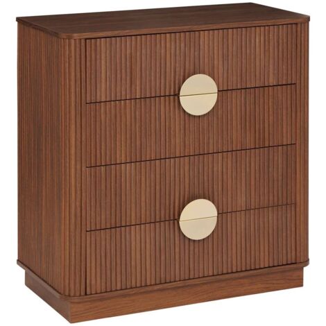 Commode de 4 tiroirs coloris noyer - Longueur 62,5 x Profondeur 29 x Hauteur 11,2 cm