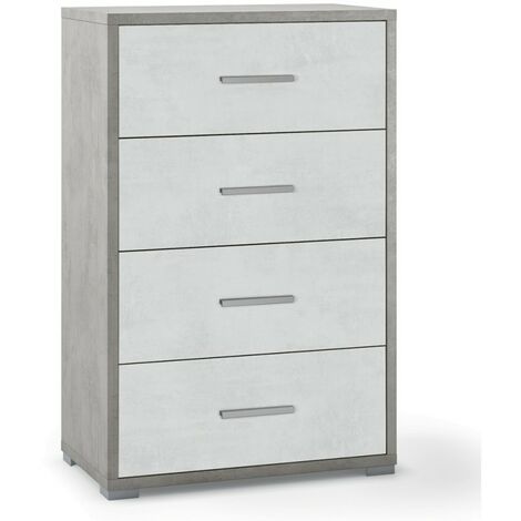 Commode de bureau à quatre tiroirs Ciment Blanc 51x41x h110 cm