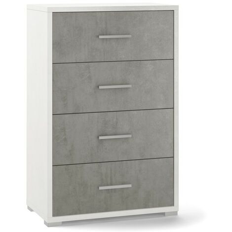 Commode de bureau à quatre tiroirs Ciment Blanc 51x41x h110 cm