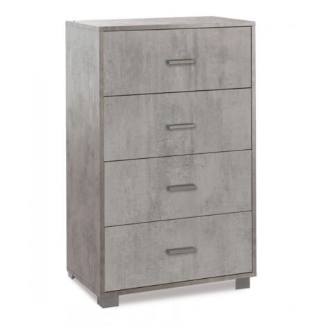 Commode de chambre à quatre tiroirs Beton Cemento 70x41x h112 cm