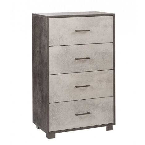 Commode de chambre à quatre tiroirs Noir Blanc 70x41x h112 cm