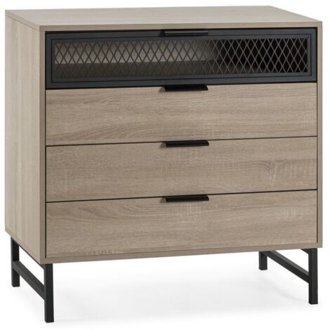 Commode de nuit Hera 3 tiroirs 1 porte coloris bois