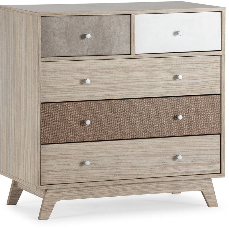 Commode de nuit Maia 5 tiroirs multicolores