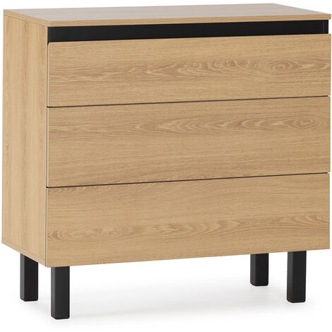 Commode de nuit Molina 3 tiroirs couleur chêne