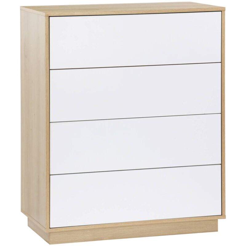 Commode de rangement 4 tiroirs effet bois bicolore