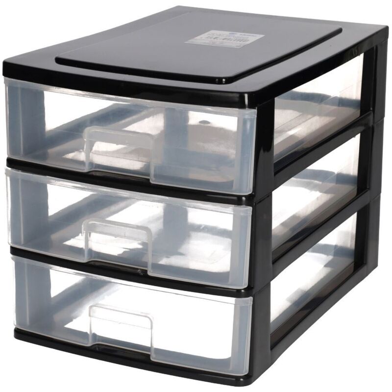 Commode de rangement avec 3 tiroirs Noir