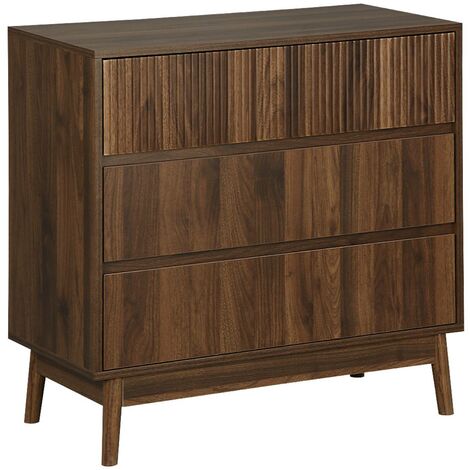 Commode de rangement décor bois de noyer. 3 tiroirs