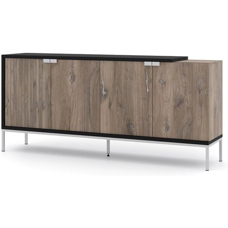 Commode de rangement Meuble universel 190x42x86cm chêne flagstaff/noir mat TODINO
