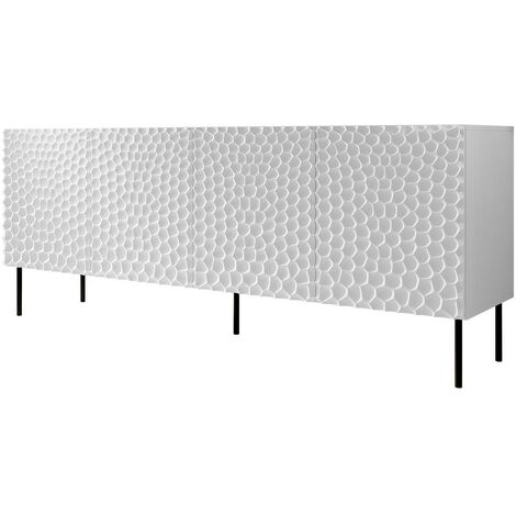 Commode de rangement Meuble universel 190x75x41cm sur pied Blanc mat HOTI