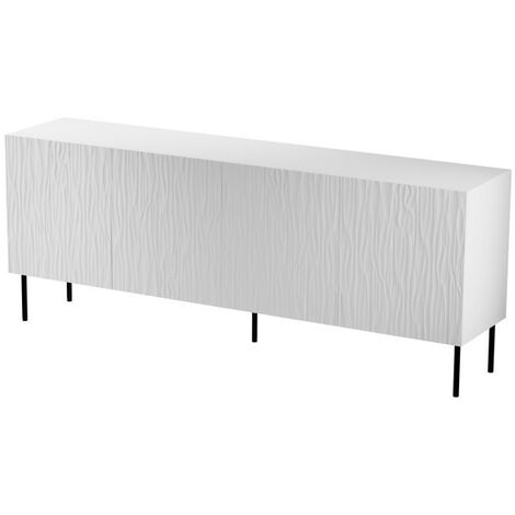 Commode de rangement Meuble universel 190x75x42cm sur pied Blanc mat YOUNGE