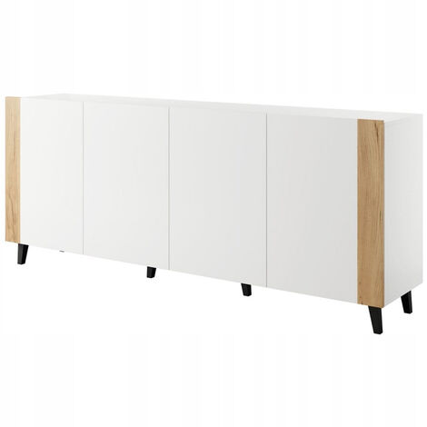 Commode de rangement Meuble universel 200x82x42 cm Blanc mat FUTI sur pieds