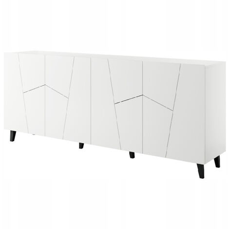 Commode de rangement Meuble universel 200x82x42 cm Blanc mat VISO sur pieds