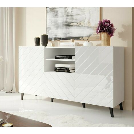Commode de rangement Meuble universel Blanc 150x82x42cm ABI sur pieds