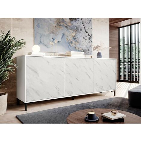 Commode de rangement Meuble universel Blanc 200x81x45cm PALACE sur pieds