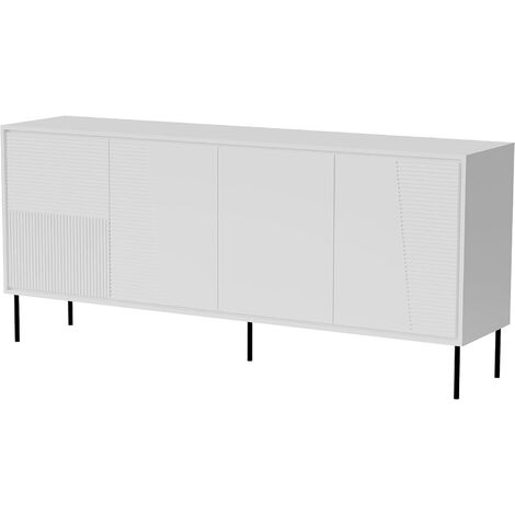 Commode de rangement Meuble universel blanc mat 200x88x45cm ADANA sur pieds avec 4 portes