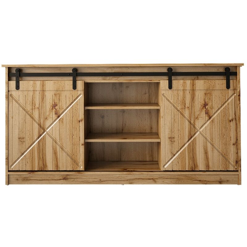 Bb-loisir - Commode de rangement Meuble universel couleur Chêne wotan 160x81x35cm grange porte coulissante