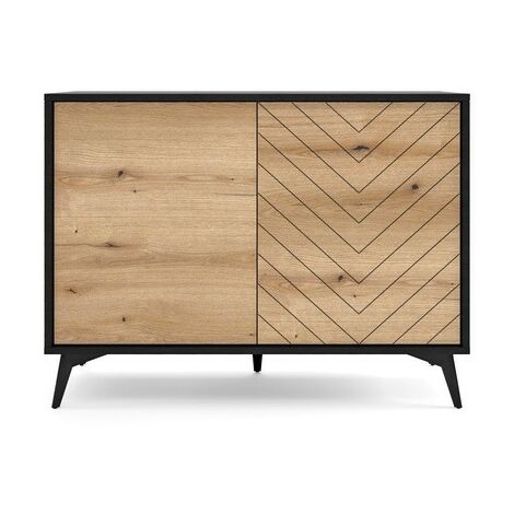 Commode de rangement Meuble universel évoque chêne/noir 104x77x39cm DIAMANT K104 sur pieds