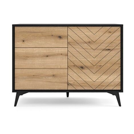 Commode de rangement Meuble universel évoque chêne/noir 104x77x39cm DIAMANT KSZ104 sur pieds