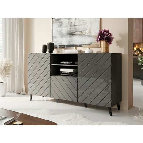 Commode de rangement Meuble universel Graphite 150x82x42cm ABI sur pieds