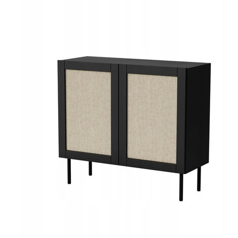 Commode de rangement Meuble universel Noir 100x90x40cm YOTA sur pieds 2 portes