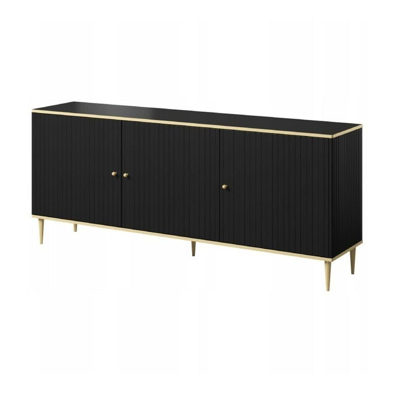 Bb-loisir - Commode de rangement Meuble universel Noir 180x76x40cm glamyrs élegant sur pieds dorée