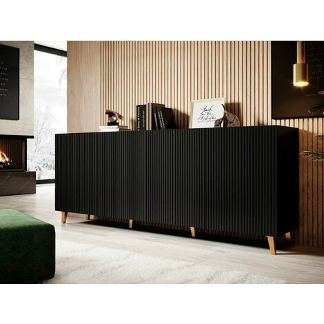 Commode de rangement Meuble universel NOIR 200x83x40cm PALACE élegant sur pieds