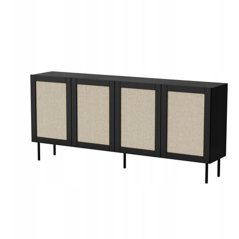 Commode de rangement Meuble universel Noir 200x90x40cm YOTA sur pieds 2 portes