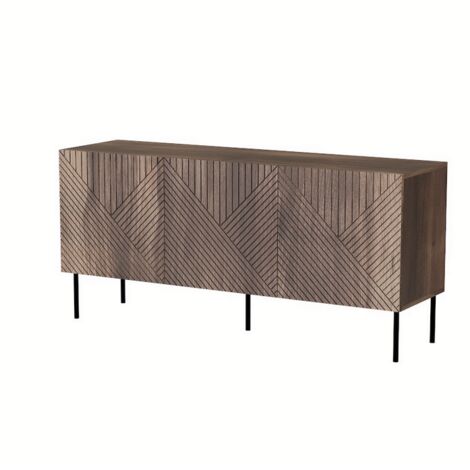 Commode de rangement Meuble universel Noir mat 150x70x42cm NOCO sur pieds avec 3 portes