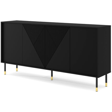Commode de rangement Meuble universel WODUN 180x40x88cm Noir mat