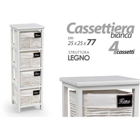 Commode de salle de bain en bois blanche 25 x 25 x 77 h 4 tiroirs