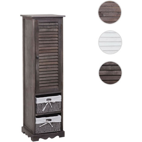 Commode de salle de bain HWC-H20 Etagère de salle de bain - 120x27x29cm bois massif - shabby gris-brun
