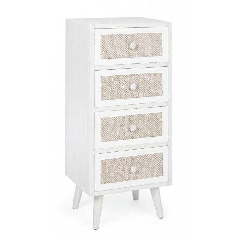 Yes Everyday - Commode chambre quatre tiroirs Blanc montiel 38x30,5x h91 cm