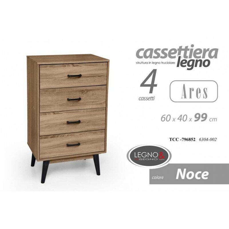 Commode de style urbain 4 tiroirs cm 60 x 40 x 99 h