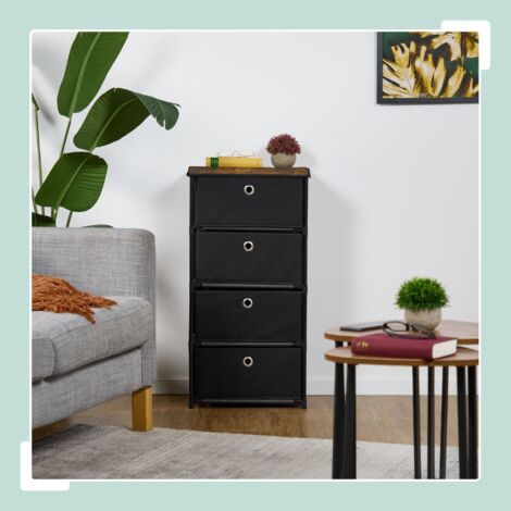 Commode design en bois avec tiroirs en tissu