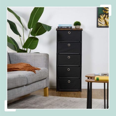 Commode design en bois avec tiroirs en tissu